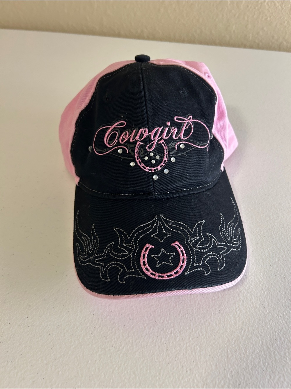 Cowgirl Embroidered Women’s Cap - Pink and Black Size One Size Fits All